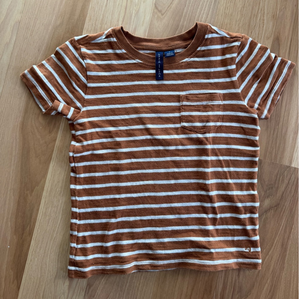 Janie and Jack Brown and White Striped Tee